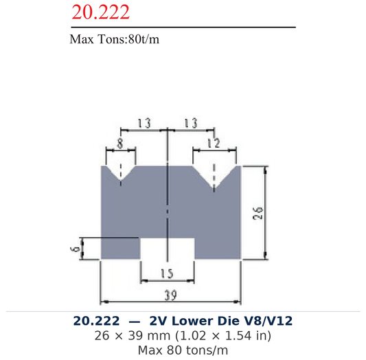 20.222 - 2V Lower Die V8/V12 (factory catalog drawing)