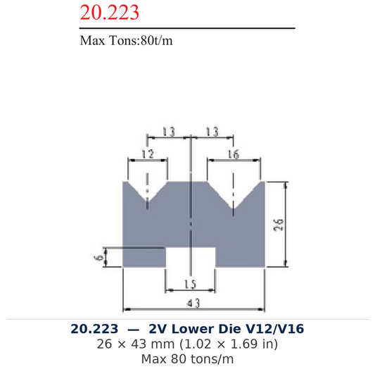 20.223 - 2V Lower Die V12/V16 (factory catalog drawing)