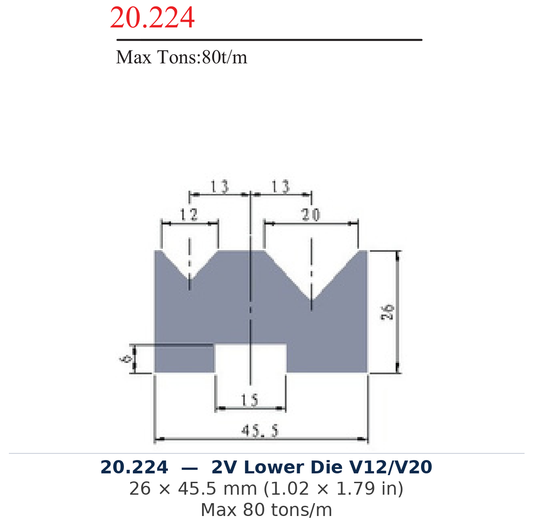 20.224 - 2V Lower Die V12/V20 (factory catalog drawing)