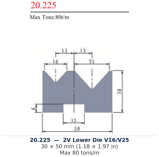 20.225 - 2V Lower Die V16/V25 (factory catalog drawing)