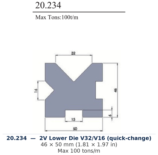 20.234 - 2V Lower Die V32/V16 (quick-change) (factory catalog drawing)