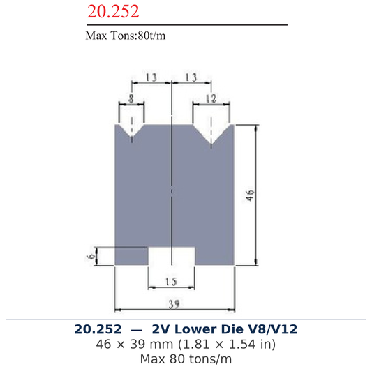 20.252 - 2V Lower Die V8/V12 (factory catalog drawing)