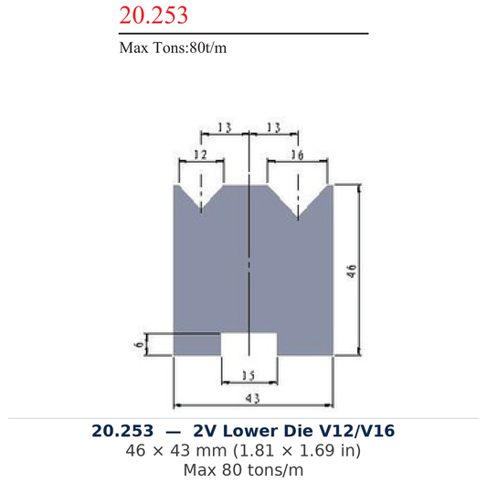 20.253 - 2V Lower Die V12/V16 (factory catalog drawing)
