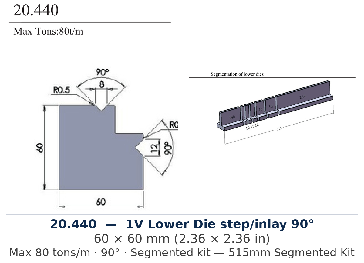 20.440 - 1V Lower Die step/inlay 90° (factory catalog drawing)