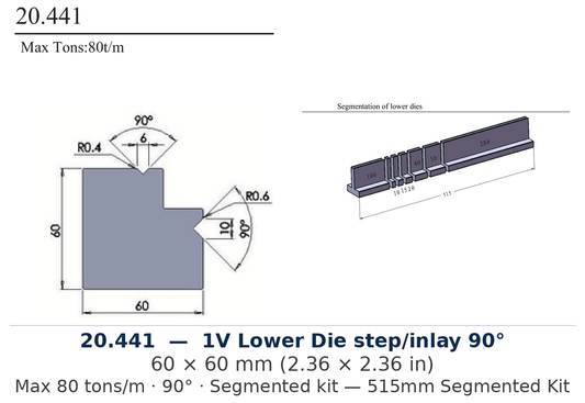 20.441 - 1V Lower Die step/inlay 90° (factory catalog drawing)