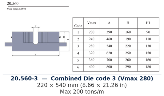 20.560-3 - Combined Die code 3 (Vmax 280) (factory catalog drawing)