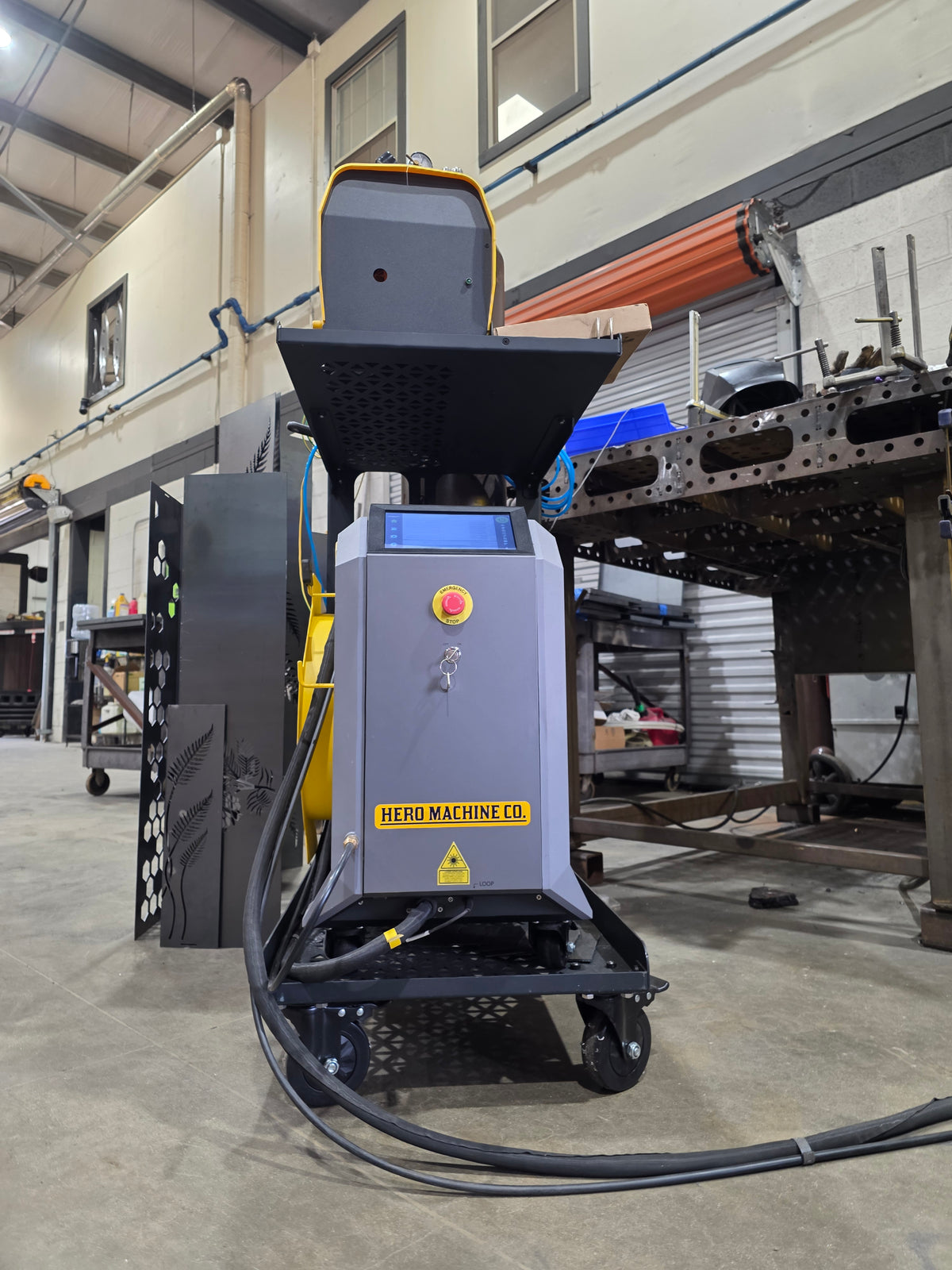 Rear view of the Darkstar laser welder in Hero Machine Co. shop