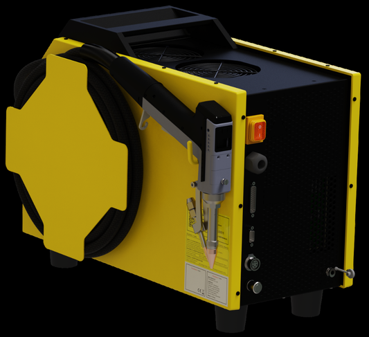 Blaster portable handheld laser welder, rear three-quarter view